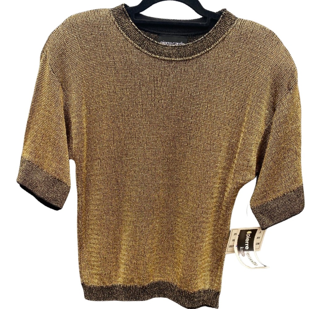 VTG Pierre Cardin metallic‎ gold knitted top